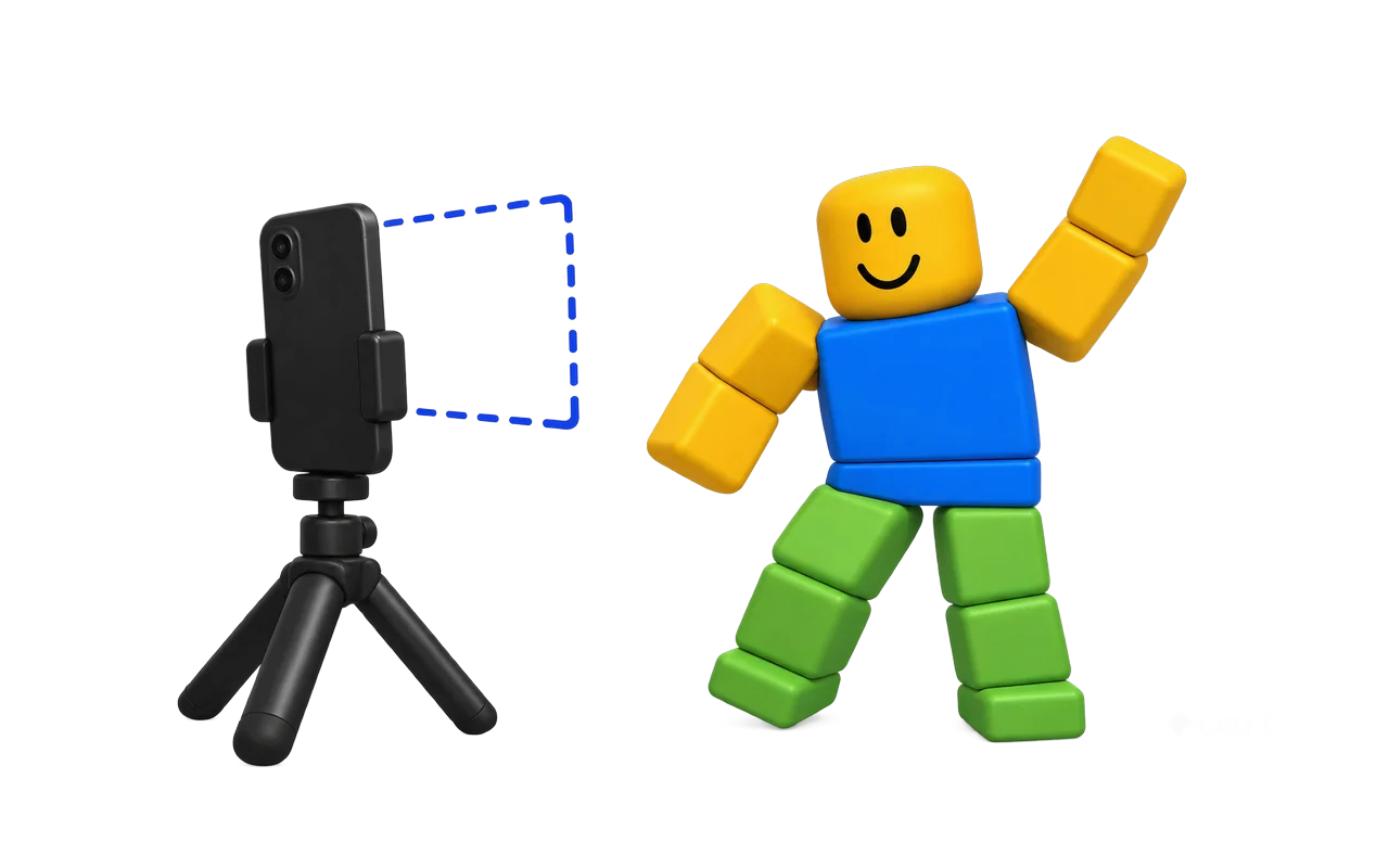 A phone on a small tripod filming one person from head to feet