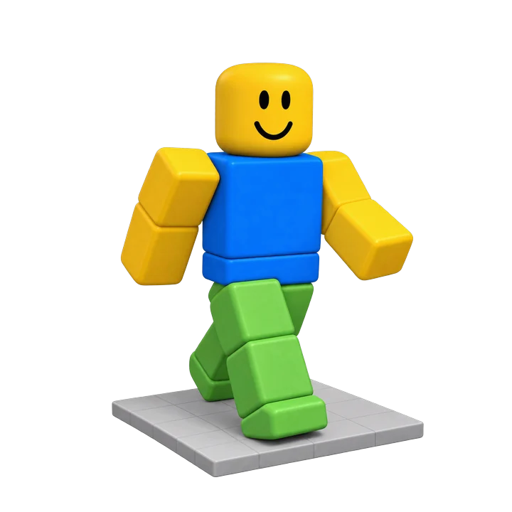 An R15 avatar walking in place on a grid