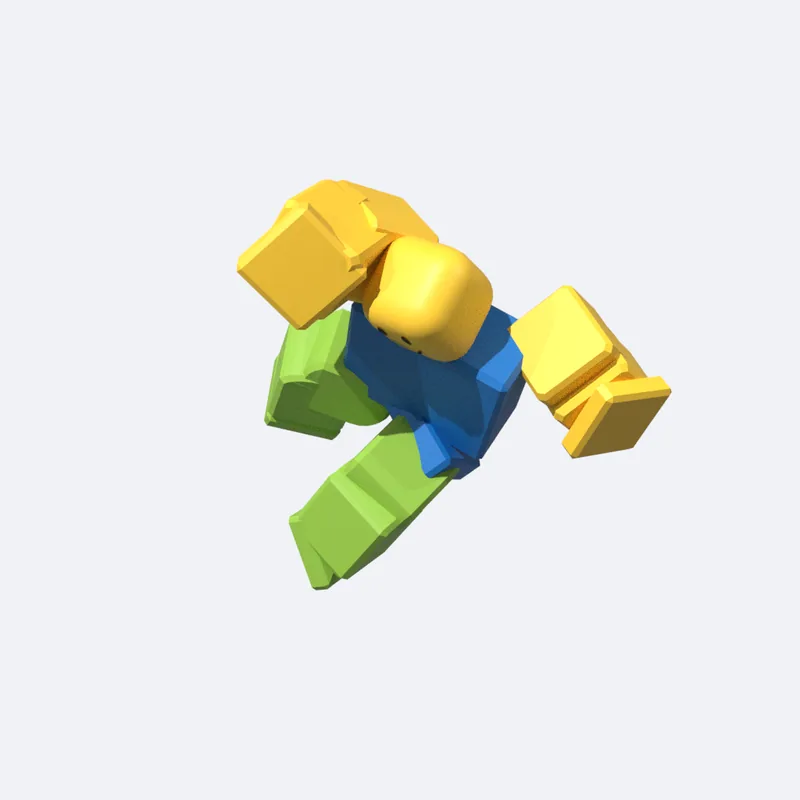 falling from a height, landing in a crouch, then standing up